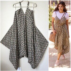 World Market NEW S/M Boho Hand Block Printed Artsy Handkerchief Jumpsuit